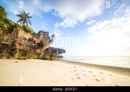 Paradise beach con sabbia bianca e palme, Kenya Foto Stock