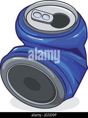 Lattine di alluminio schiacciate o schiacciate. Lattine di latta tritate su sfondo bianco. Illustrazione vettoriale Illustrazione Vettoriale