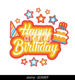 Buon compleanno Sticker Social Media messaggio di rete Design badge  Immagine e Vettoriale - Alamy