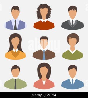 Illustrazione avatar imposta fronte ritratto dipendente d'ufficio la gente di affari per il web design - Foto Stock