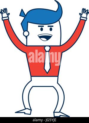 Cartoon business man in arancione e il carattere blu Illustrazione Vettoriale