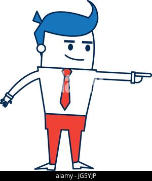 Cartoon business man in arancione e il carattere blu Illustrazione Vettoriale