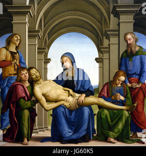 Pieta 1493 Pietro Perugino 1446/1452 – 1523 nato Pietro Vannucci, pittore rinascimentale italiano della scuola umbra, Italia ( dipinto per la chiesa del convento di San giusto ) Foto Stock