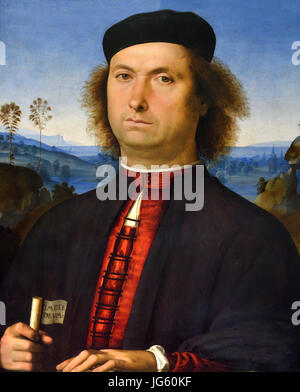 Ritratto di Francesco delle Opere - Ritratto di Francesco delle Opere 1494 da Pietro Perugino - Perugino Vannucci 1446 - 1523 ( Provenienza: Raccolta del cardinale Leopoldo de' Medici (1617- 1675) Italia Italy Foto Stock