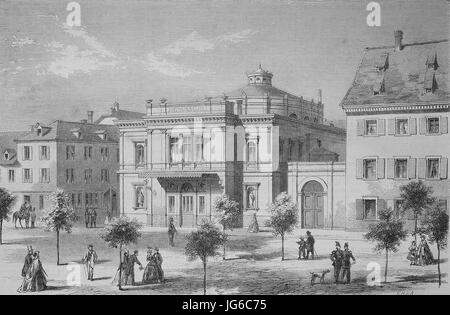 Miglioramento digitale:, il teatro Imthurneum nella città di Schaffhausen, Svizzera, illustrazione del XIX secolo Foto Stock