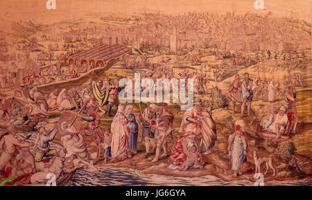 Real Alcázar. Il Salón de los Tapices. Paño X . Saqueo de Túnez Foto Stock