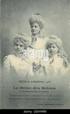 Reine des reines du Carnaval de Chalon-sur-Saäne 1908 et ses Demoiselles d'honneur Foto Stock