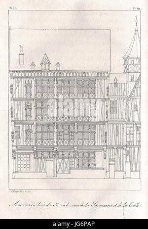 Maisons en bois du 15e siècle, rues de la savonnerie et de la Tuile Foto Stock