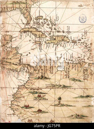 Mapa del Caribe y América Central (siglo XVI) Foto Stock