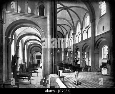 San Aposteln Köln - Innenansicht Mittel- und Seitenschiff - 1899 Foto Stock