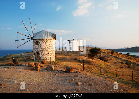 Bodrum vecchi mulini a vento Foto Stock