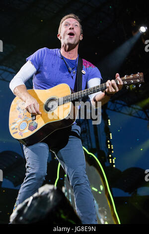 Will Champion of Coldplay, performs during the band's Music of the Spheres  world tour on Thursday, May 12, 2022, at State Farm Stadium in Glendale,  Ariz. (Photo by Rick Scuteri/Invision/AP Stock Photo 