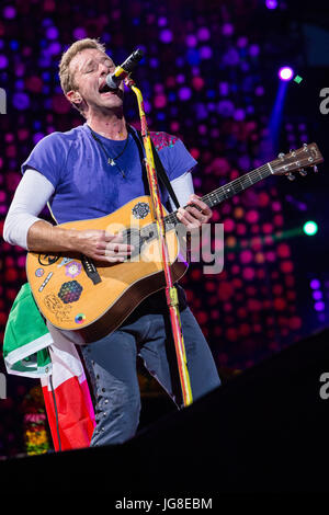 Will Champion of Coldplay, performs during the band's Music of the Spheres  world tour on Thursday, May 12, 2022, at State Farm Stadium in Glendale,  Ariz. (Photo by Rick Scuteri/Invision/AP Stock Photo 