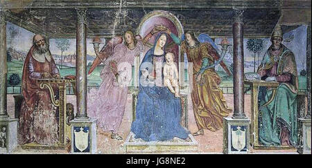 Vincenzo Tamagni. Madonna in trono col Bambino angeli e santi Foto Stock