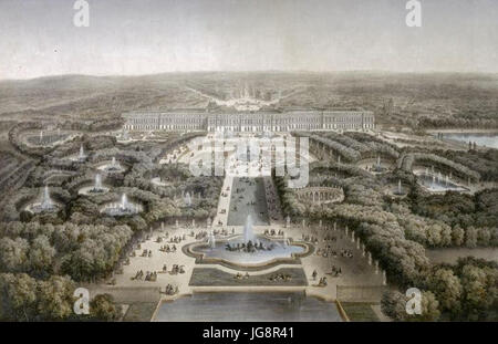 Vue à vol d oiseau des jardins de Versailles Foto Stock