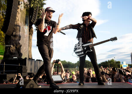 Green Day effettuando in corrispondenza di Barclaycard British Summertime in Hyde Park Foto Stock