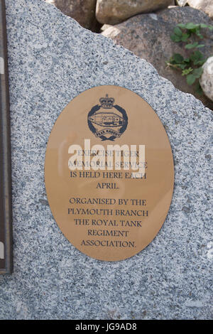 Carro Sherman lapidi, Slapton Croce, Devon. Foto Stock