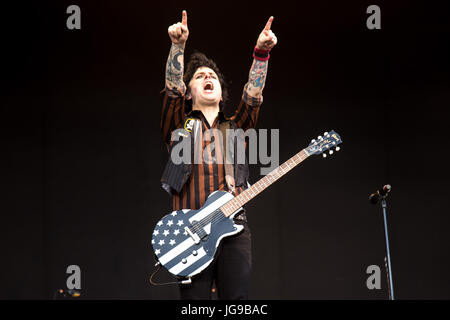 Green Day in esecuzione al Barclay Card British Summertime in Hyde Park Foto Stock