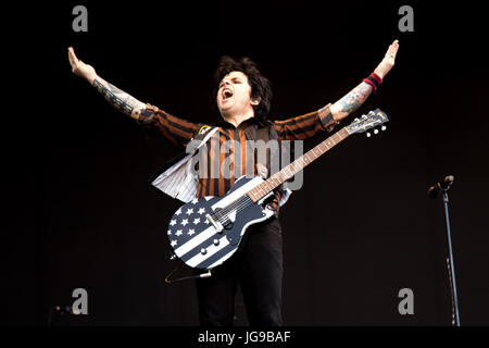 Green Day in esecuzione al Barclay Card British Summertime in Hyde Park Foto Stock