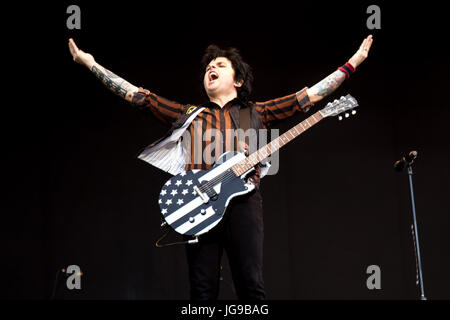 Green Day in esecuzione al Barclay Card British Summertime in Hyde Park Foto Stock