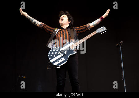 Green Day in esecuzione al Barclay Card British Summertime in Hyde Park Foto Stock