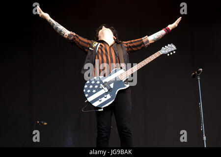 Green Day in esecuzione al Barclay Card British Summertime in Hyde Park Foto Stock