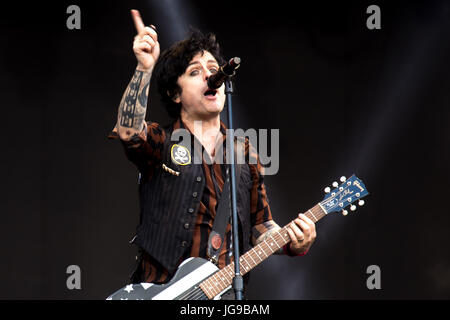 Green Day in esecuzione al Barclay Card British Summertime in Hyde Park Foto Stock