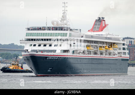 MS Braemar (formerly Crown dinastia, Cunard Crown dinastia, Crown Maestà e Dinastia norvegese) è una nave da crociera, attualmente operanti con Fred. Olsen Foto Stock