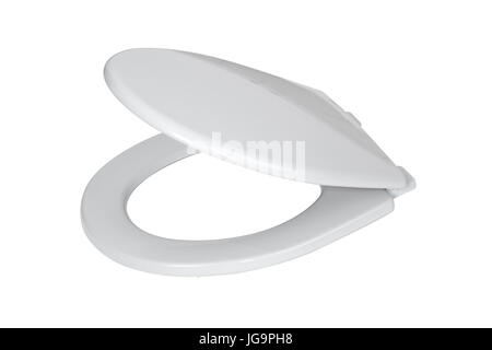 Coperchio bianco per il sedile di gabinetto isolato su sfondo bianco con tracciato di ritaglio Foto Stock