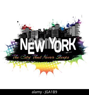 New york tipografia print design su sfondo bianco, illustrazione vettoriale Illustrazione Vettoriale