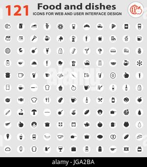 Cibo web icone per la progettazione di interfacce utente Illustrazione Vettoriale