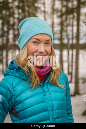 Ritratto femminile, Lapponia, Finlandia Foto Stock