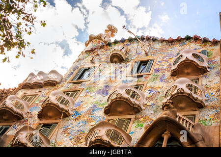 Casa Batllo di Antoni Gaudì a Barcellona, in Catalogna, Spagna Foto Stock