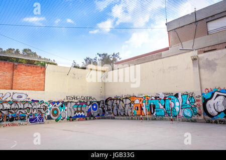 Urban campo da calcio, campo di calcio a Barcellona Foto Stock