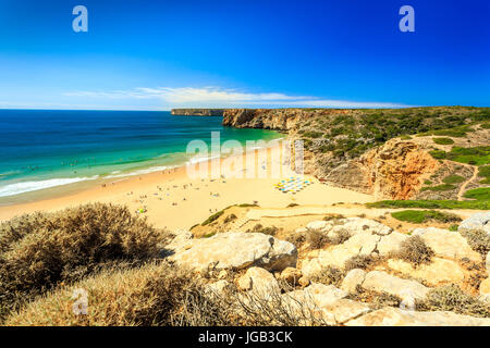 Spiaggia di beliche accanto a Sagres, Saint Vincent cape, algarve, portogallo Foto Stock