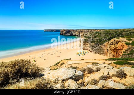 Spiaggia di beliche accanto a Sagres, Saint Vincent cape, algarve, portogallo Foto Stock