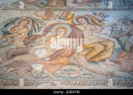 Famoso roman Paphos mosaici, la Repubblica di Cipro Foto Stock