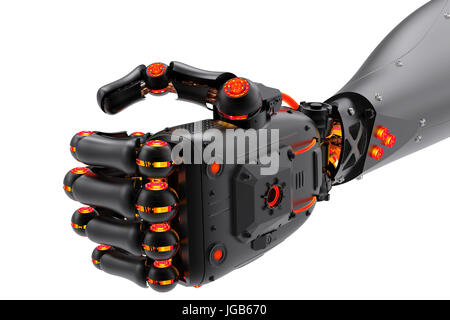 3D rendering nera pugno robotico isolato su bianco Foto Stock