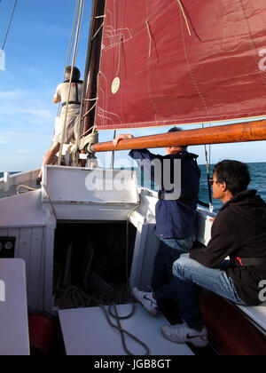 Rigel, Antica Regata a vela, Binic porto vicino Saint-Brieuc, Cotes-d'Armor, Bretagne, Bretagna, Francia, Europa Foto Stock