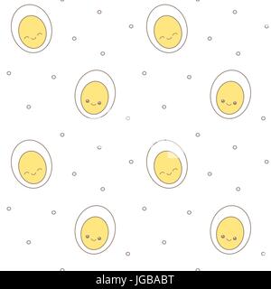 Cartoon carino uova sode seamless disegno vettoriale illustrazione dello sfondo Illustrazione Vettoriale
