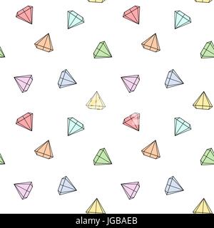 Cartoon carino diamanti colorati vettore seamless pattern illustrazione dello sfondo Illustrazione Vettoriale