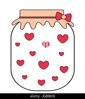 Carino grazioso cartoon jar con cuori illustrazione vettoriale Illustrazione Vettoriale