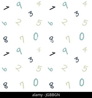 Colorato caldo numeri pastello carino vettore seamless pattern illustrazione dello sfondo Illustrazione Vettoriale