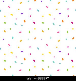 Arcobaleno colorato vettore seamless pattern illustrazione dello sfondo con la caduta di carta ed i coriandoli Polka Dots Illustrazione Vettoriale