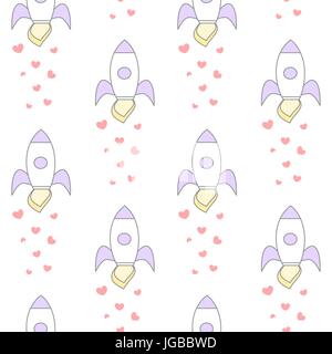Cartoon carino razzi vettore seamless pattern illustrazione dello sfondo Illustrazione Vettoriale