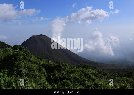 Vulcano Izalco, visto da uno dei punti di vista in Cerro Verde National Park vicino a Santa Ana, El Salvador Foto Stock