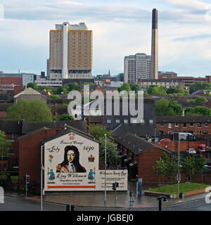 Murale per celebrare Guglielmo d Orange, Sandy Row, Belfast. Foto Stock