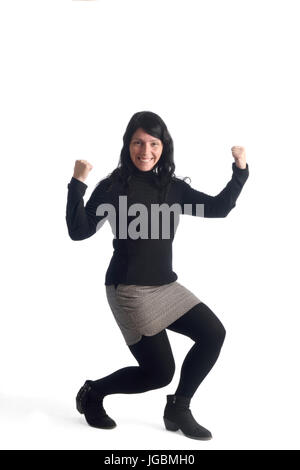 Bella donna che fa la forza Foto Stock