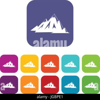 Montagne canadesi icone piatto Illustrazione Vettoriale