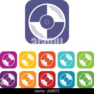 Record di vinile icone piatto Illustrazione Vettoriale
